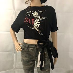 Black t shirt with tie detail